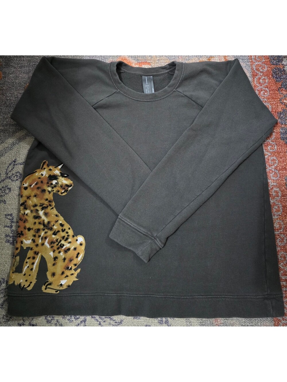 Anthropologie LouLou Avenue Painted Leopard Oversized Pullover Sweatshirt